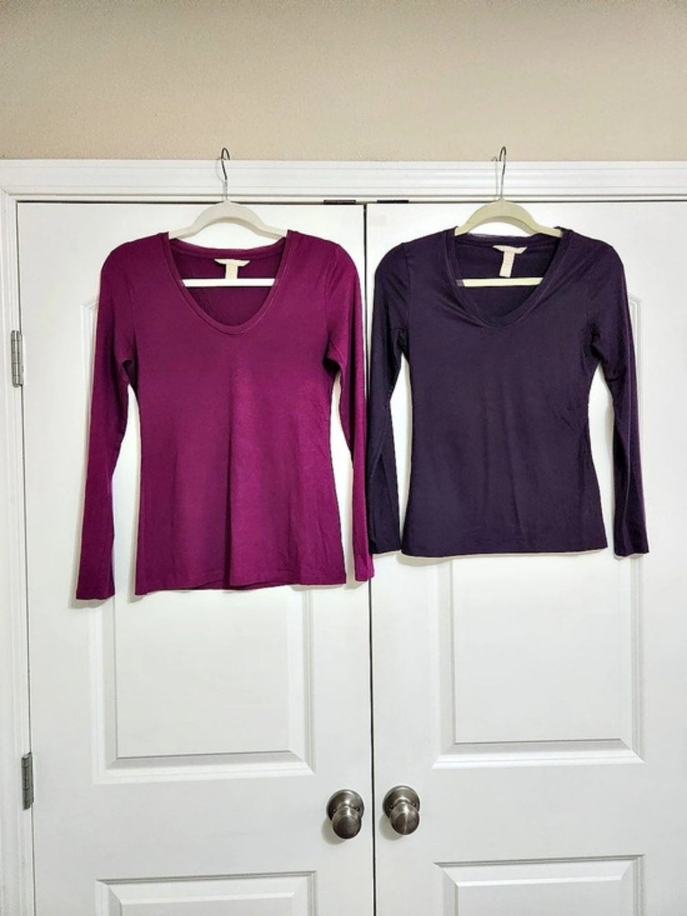 Banana Republic Long Sleeve Tops Magenta and Purple XS 2-Bundle Set